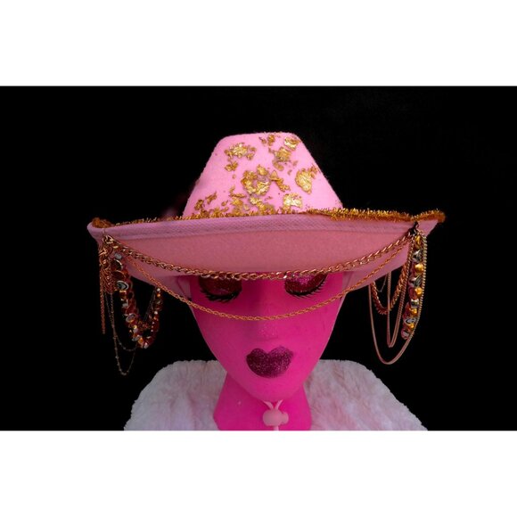 Pink Gold Leaf Cowgirl Hat main image 4